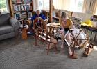 Diana winding off the plyed wool, it can be left like this or wound into a ball of wool.